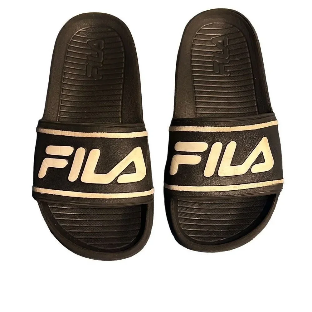 Fila Black & White Slides Sandals Children size 11